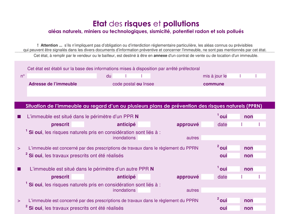 Photo réalisée par Preventimmo représentant un certificat d'état des risques et pollutions