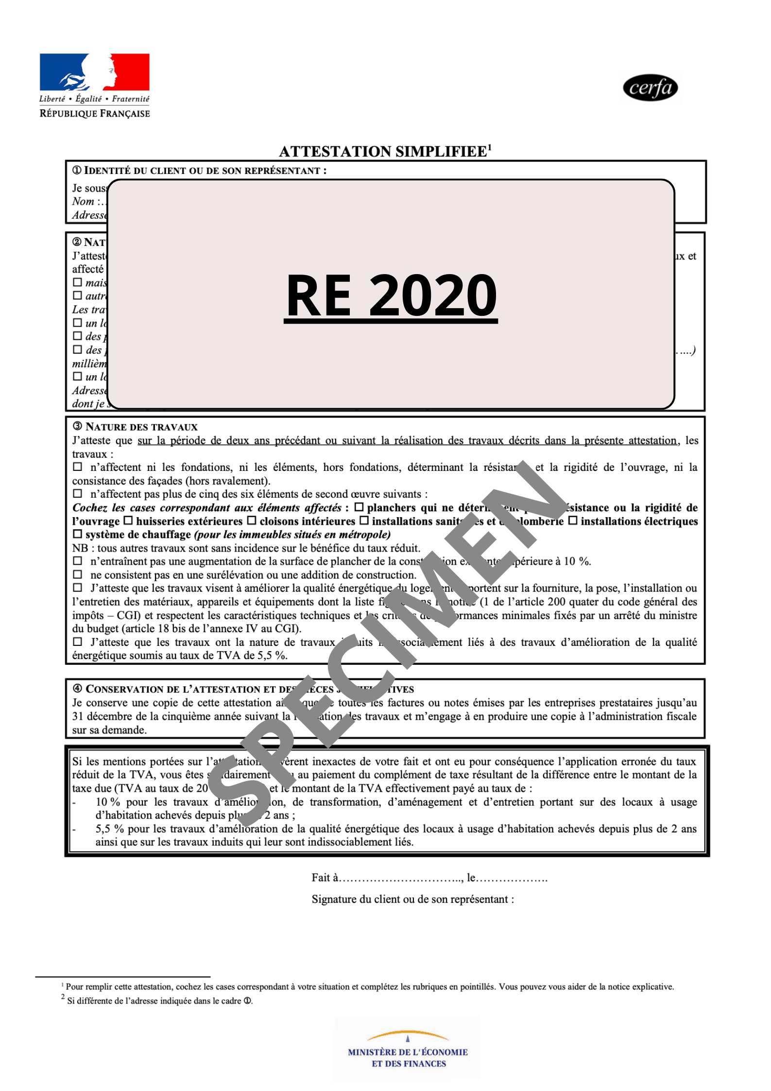 Photographie réalisée par Eco Diagnostic Conseil représentant une attestation RE2020